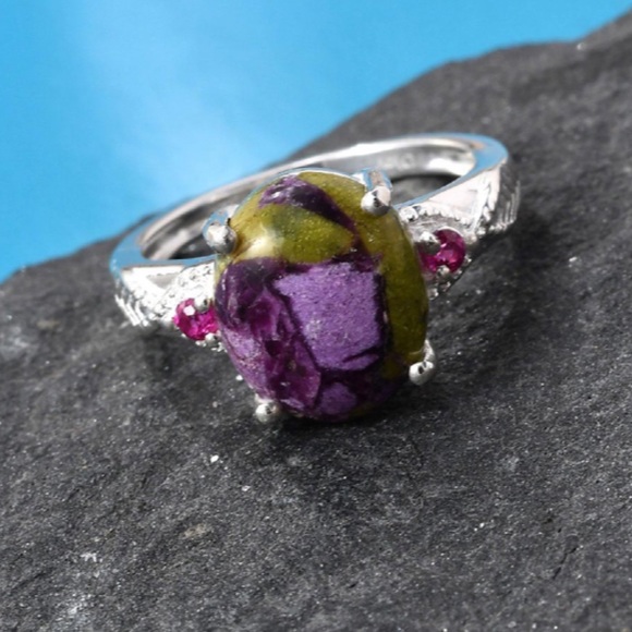 Jewelry - Tasmanian Stichtite, Simulated Ruby Color Diamond